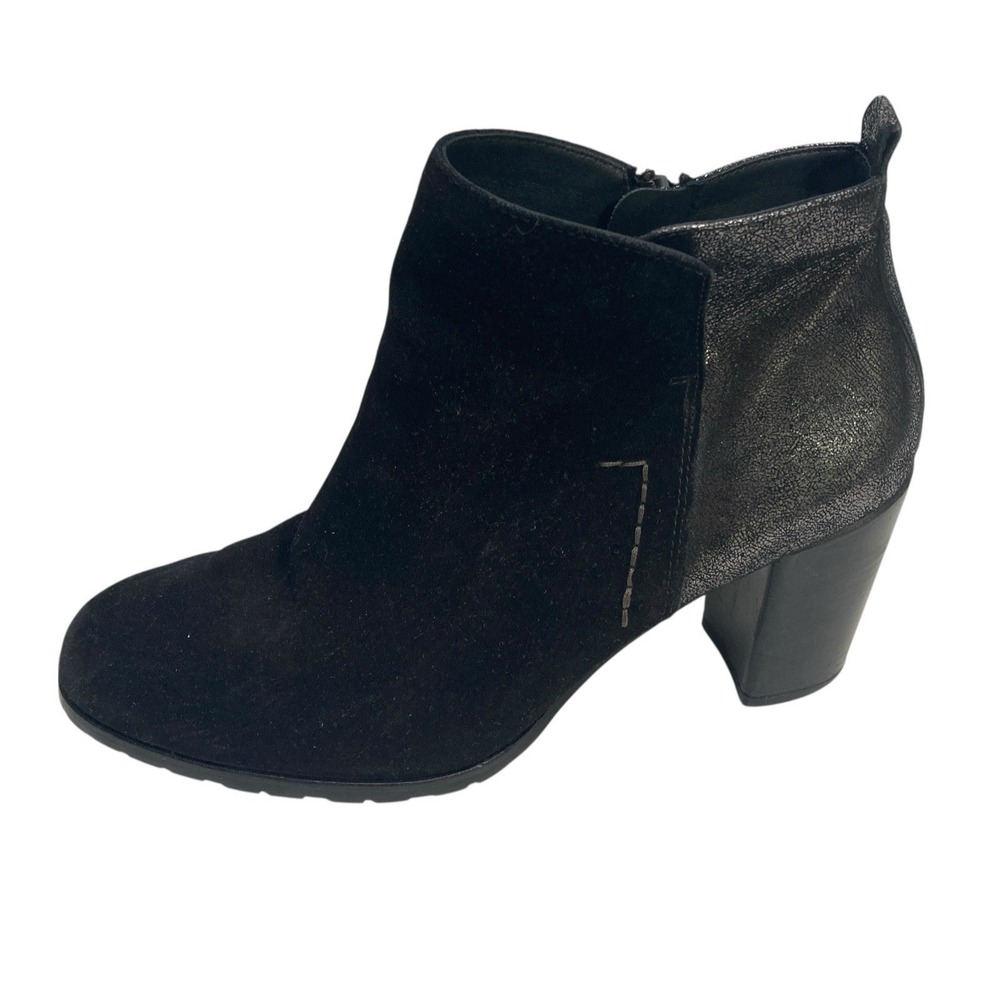 Paul Green Boots Womens Size 8 US Black Suede & Leather Ankle Block Heel Austria